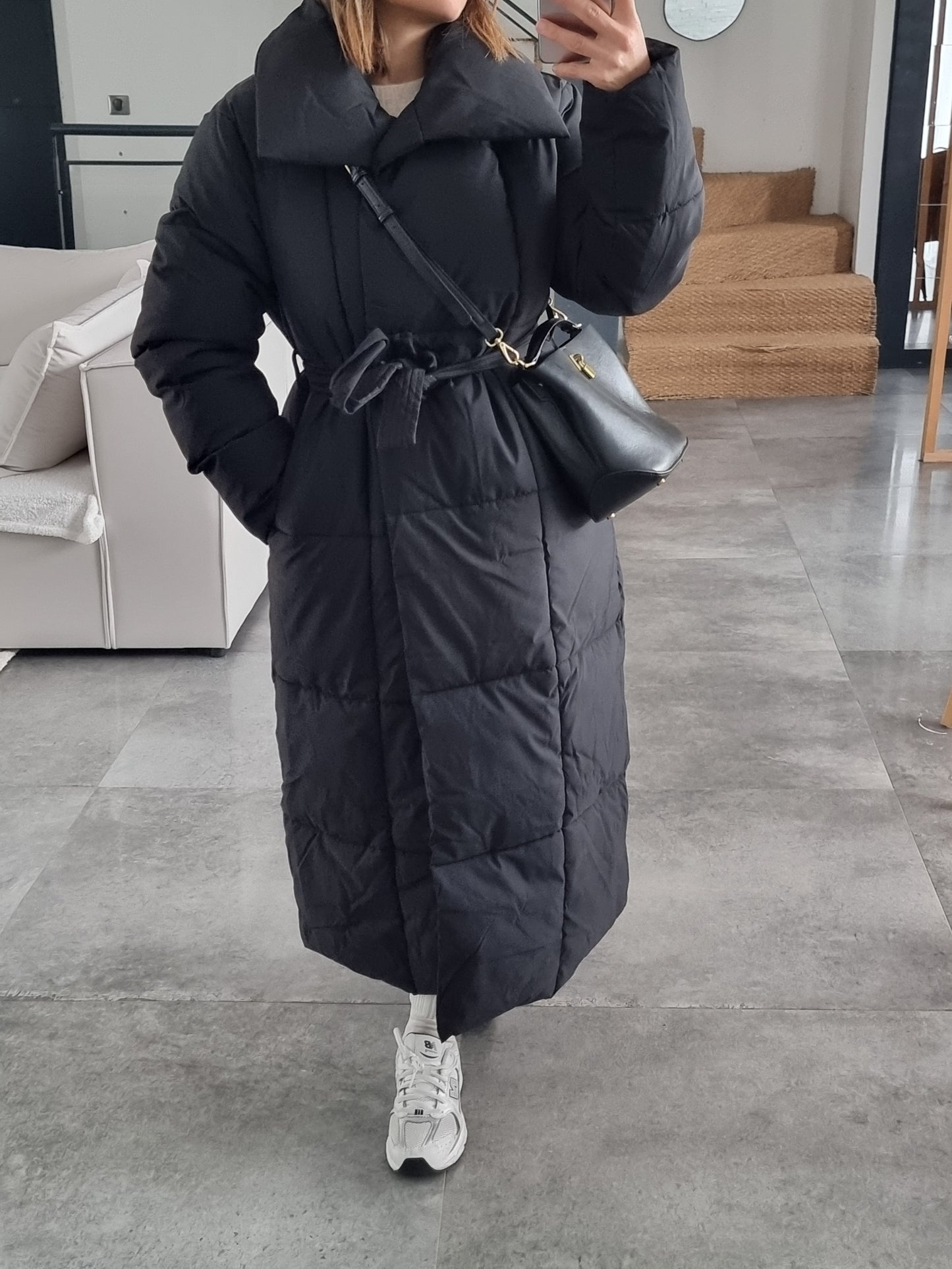 DOUDOUNE LONGUE MATELASSÉE NOIRE