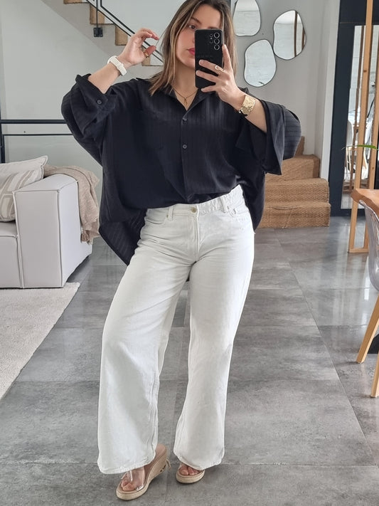 CHEMISE ASYMÉTRIQUE OVERSIZE NOIRE