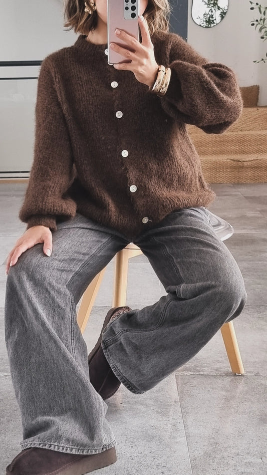 PULL CARDIGAN LAINE CHOCO