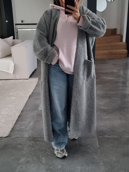 MANTEAU GILET TEDDY GRIS