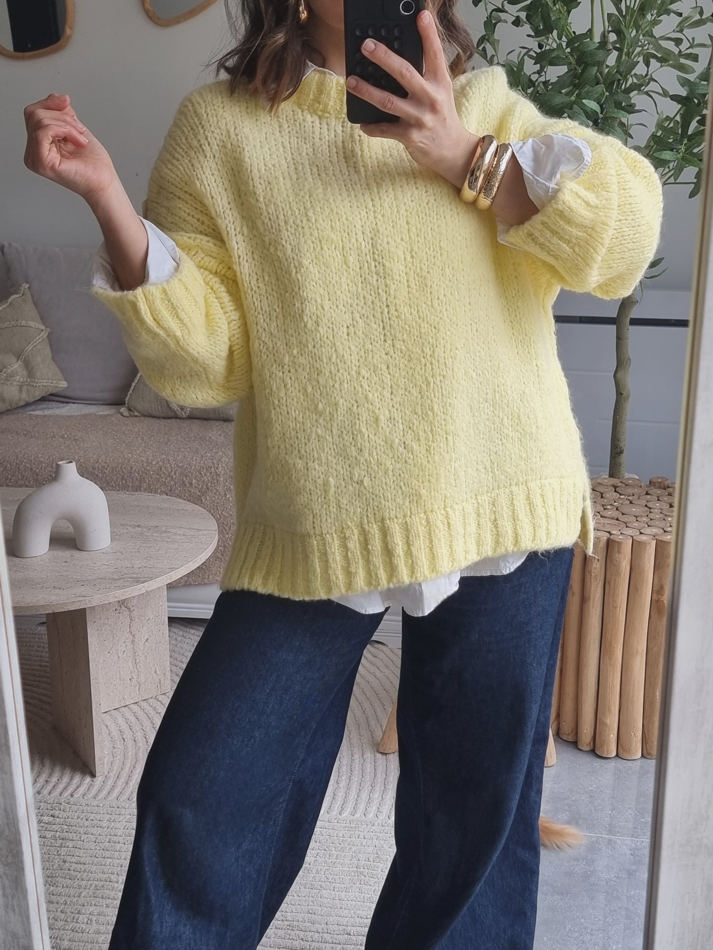 PULL LAINE JAUNE PASTEL