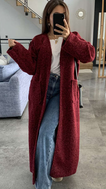 MANTEAU GILET TEDDY BORDEAUX