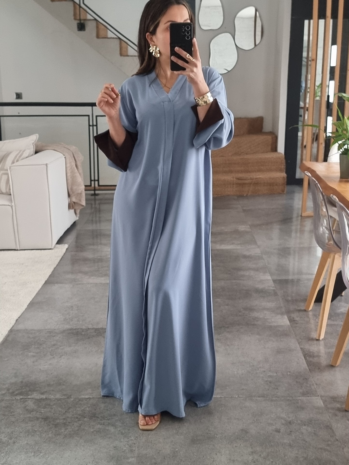 ABAYA EVASEE COL V BLEUE
