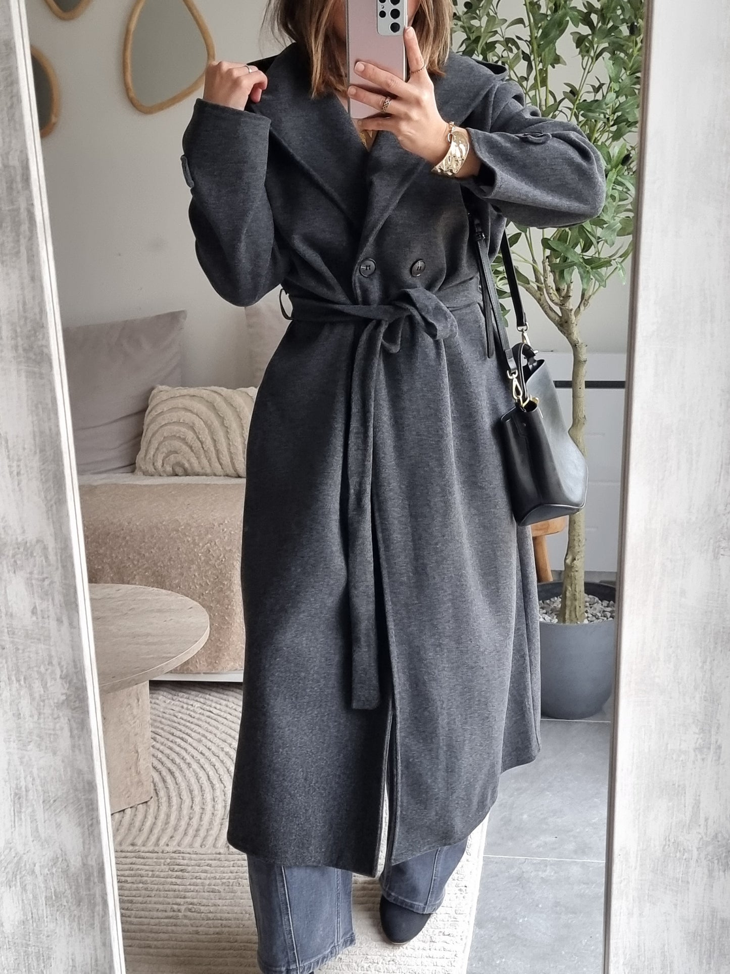 TRENCH A CAPUCHE GRIS