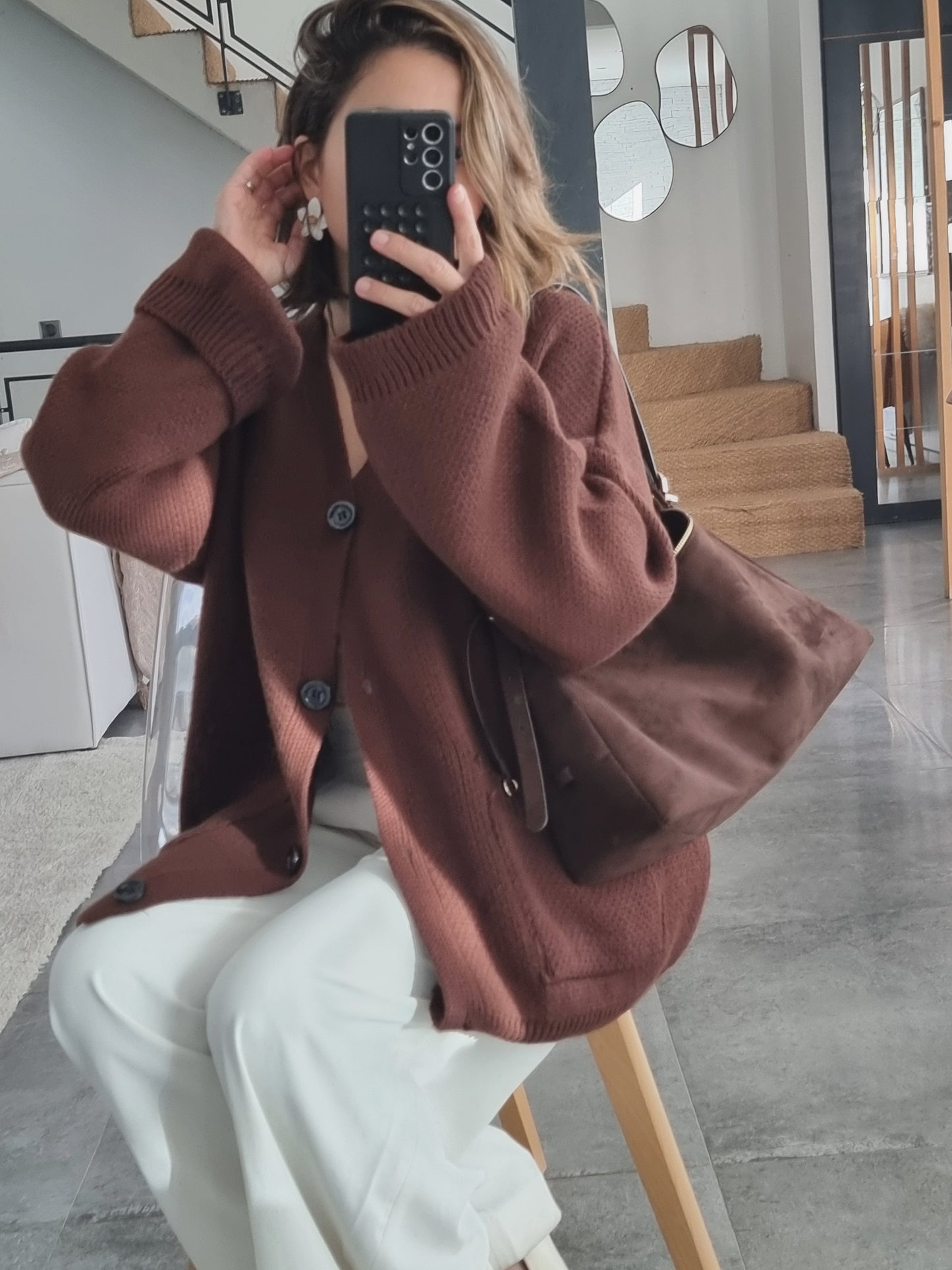 CARDIGAN MAILLE MARRON