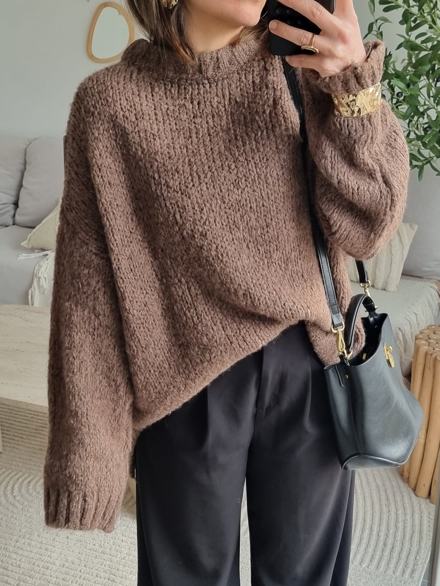 PULL LAINE TAUPE FONCÉ