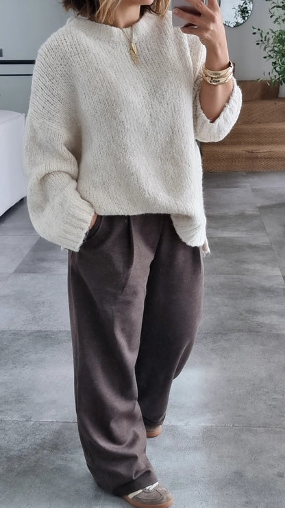 PULL LAINE ÉCRU