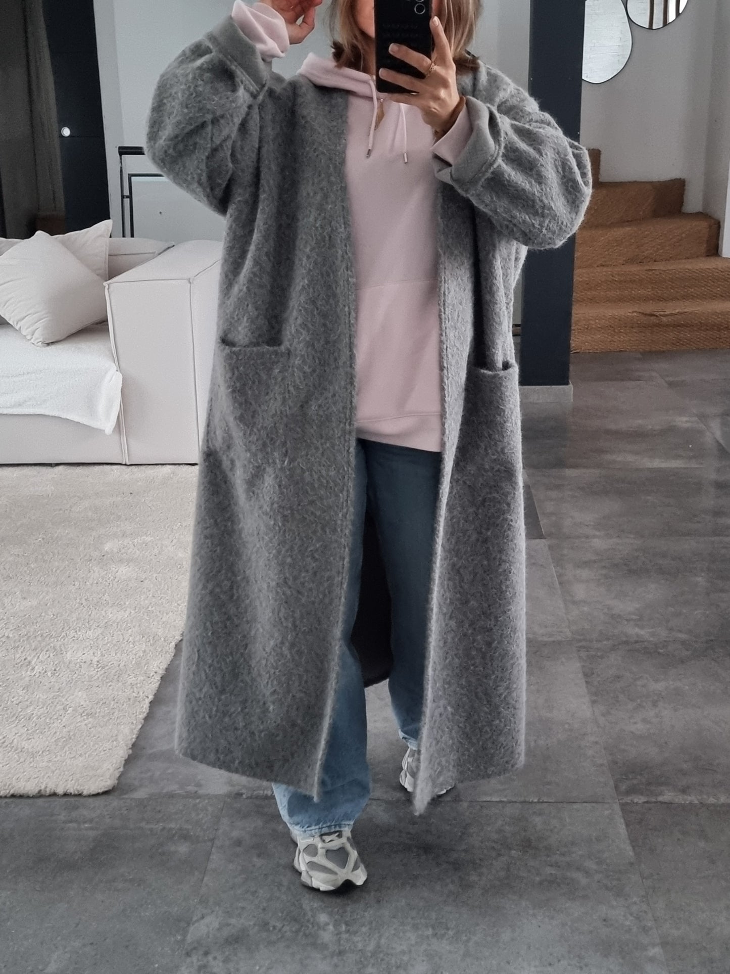 MANTEAU GILET TEDDY GRIS