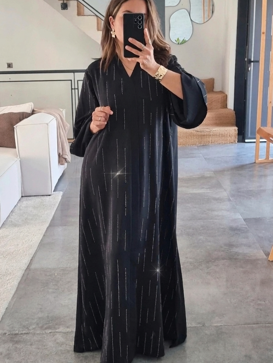 ABAYA EVASEE COL V STRASS