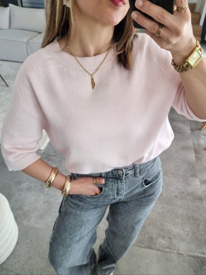 PULL MANCHES 3/4 ROSE