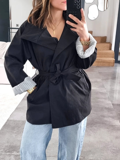 TRENCH MI-LONG NOIR