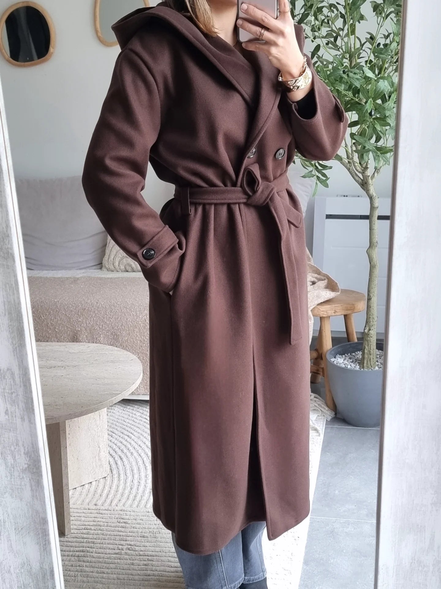 TRENCH A CAPUCHE MARRON