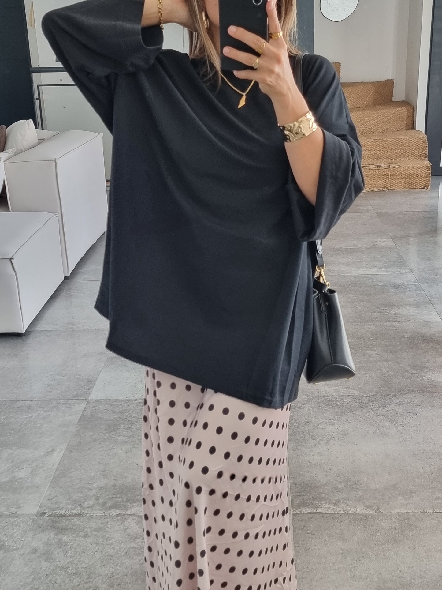 T-SHIRT OVERSIZE MANCHES LONGUES NOIR