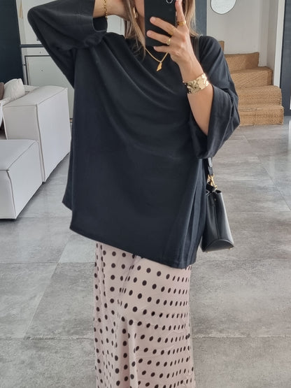 T-SHIRT OVERSIZE MANCHES LONGUES NOIR