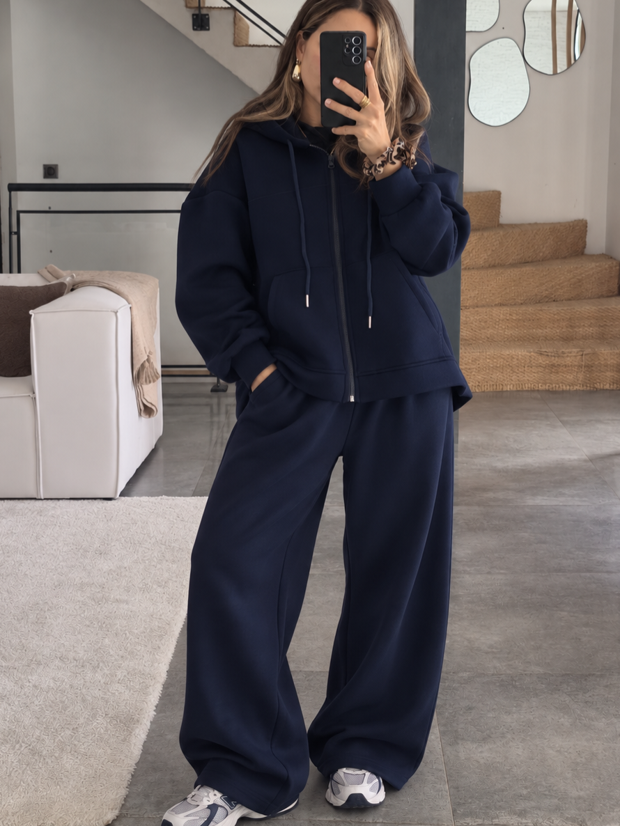 SWEAT À CAPUCHE ZIPPÉ MARINE