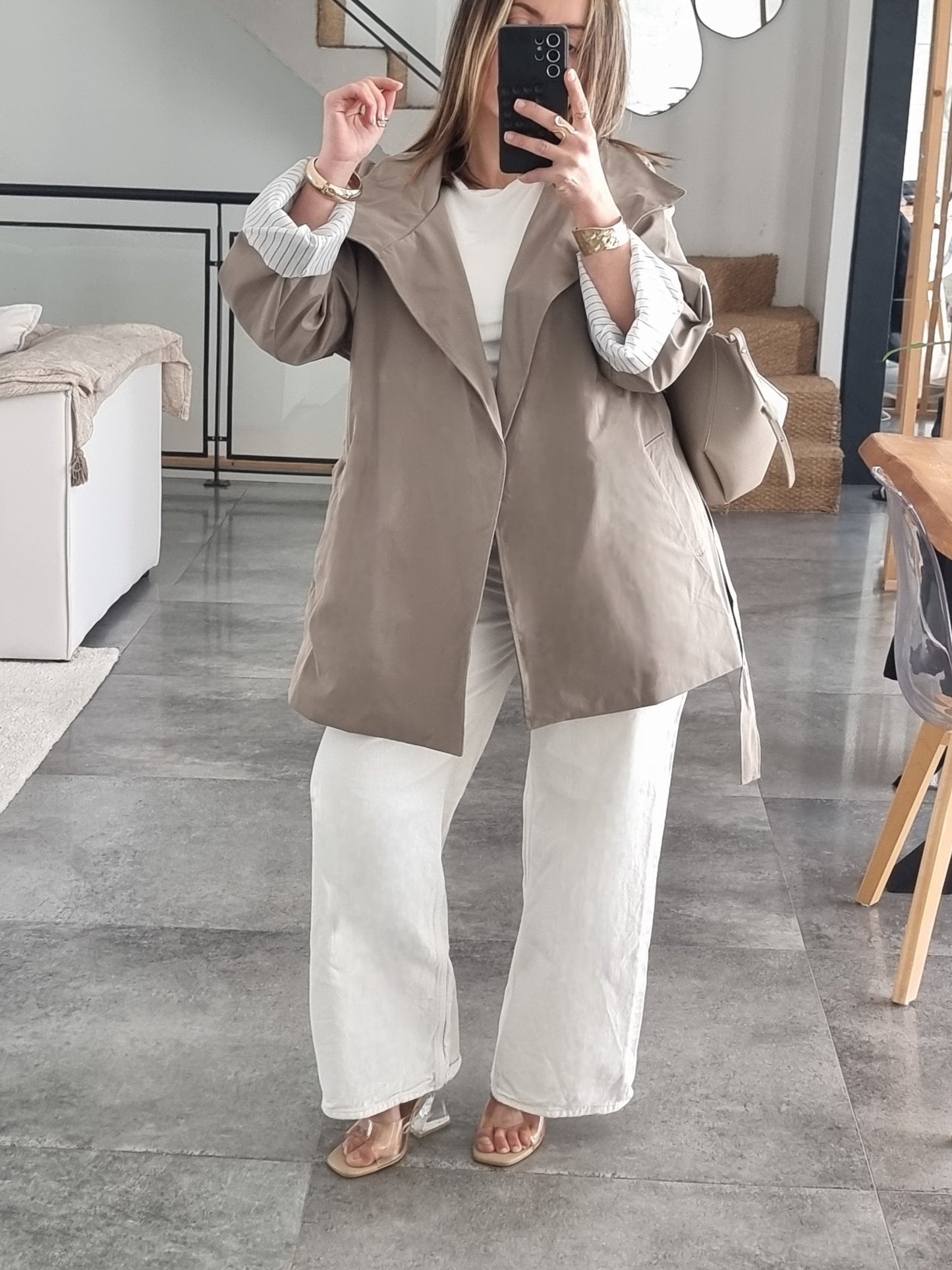 TRENCH MI-LONG TAUPE