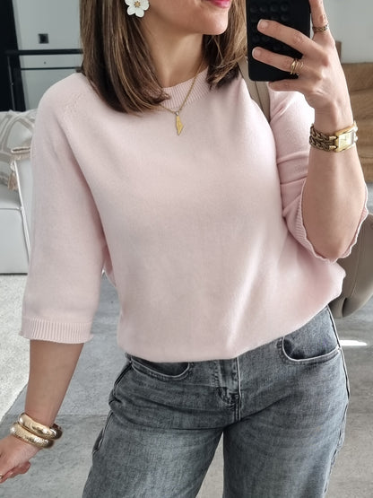 PULL MANCHES 3/4 ROSE