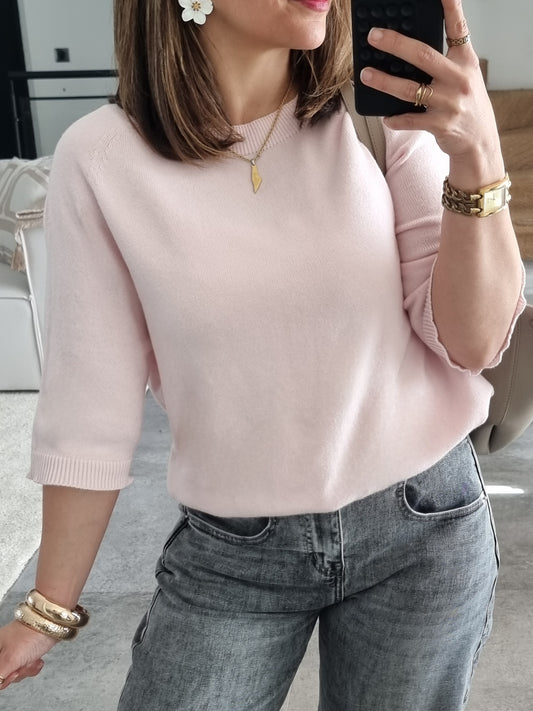 PULL MANCHES 3/4 ROSE