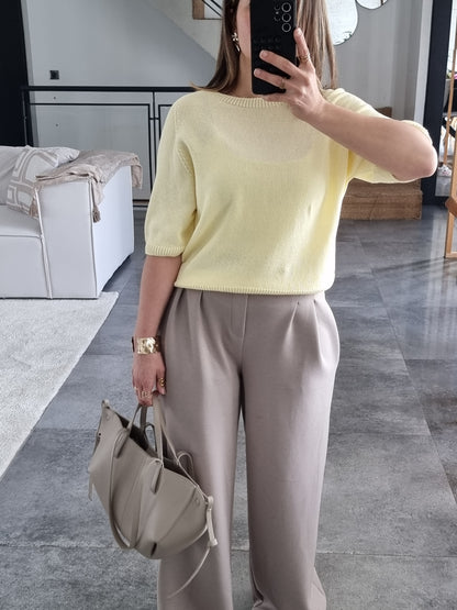 PULL MAILLE MANCHES 3/4 JAUNE