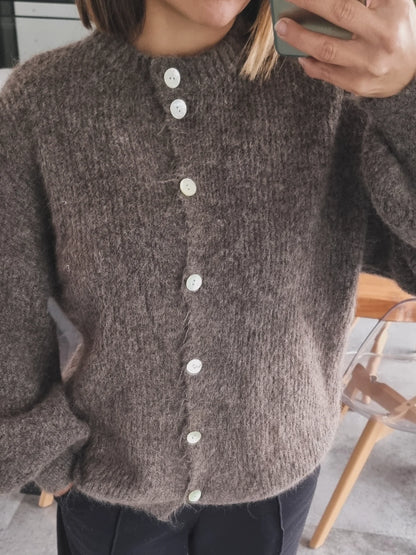 PULL CARDIGAN LAINE TAUPE