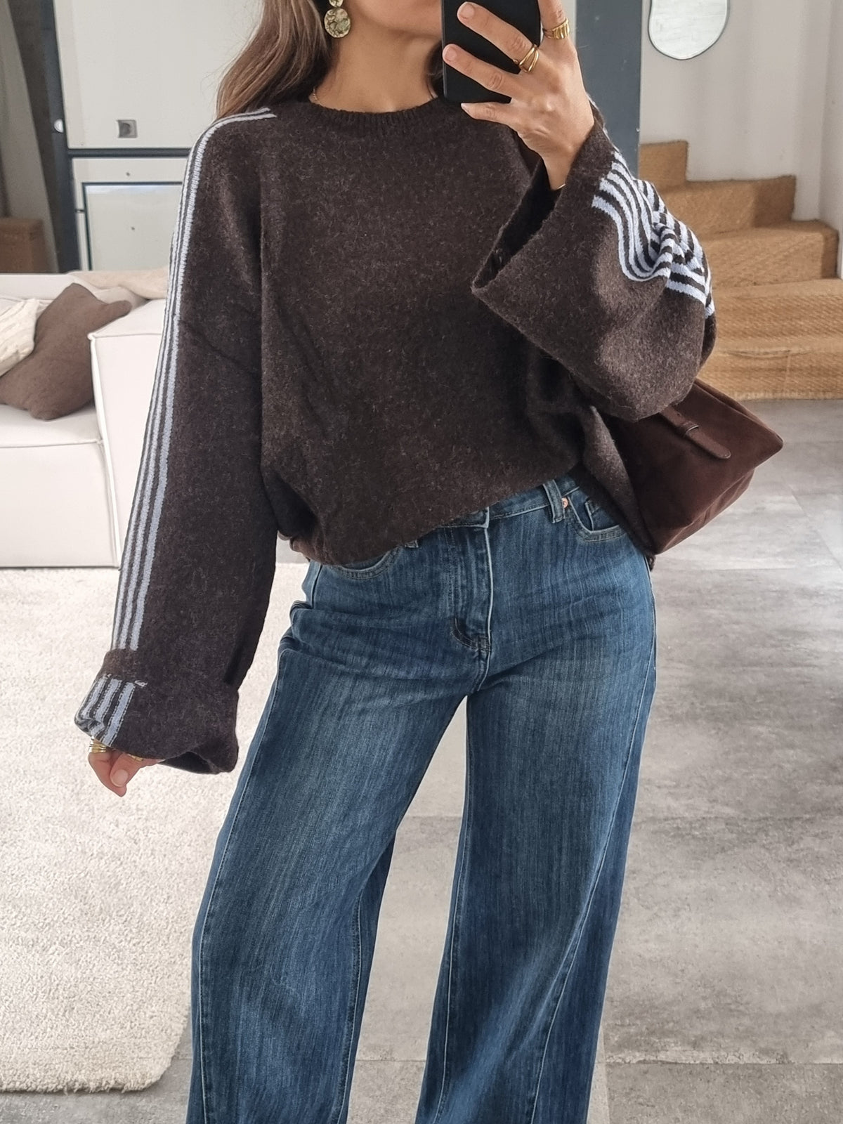 PULL MOCHA À BANDES