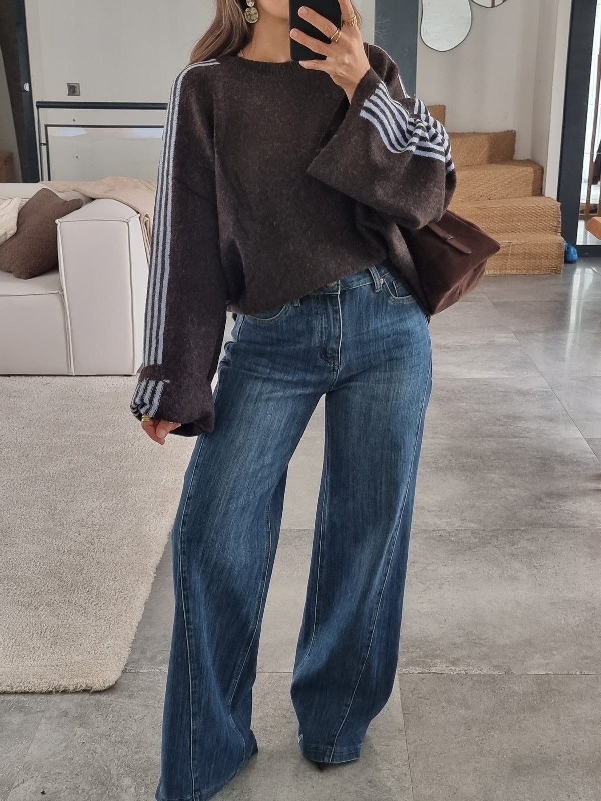 PULL MOCHA À BANDES