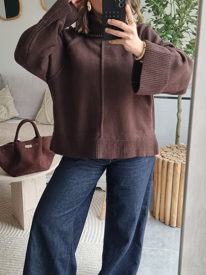 PULL OVERSIZE MAILLE COL MONTANT