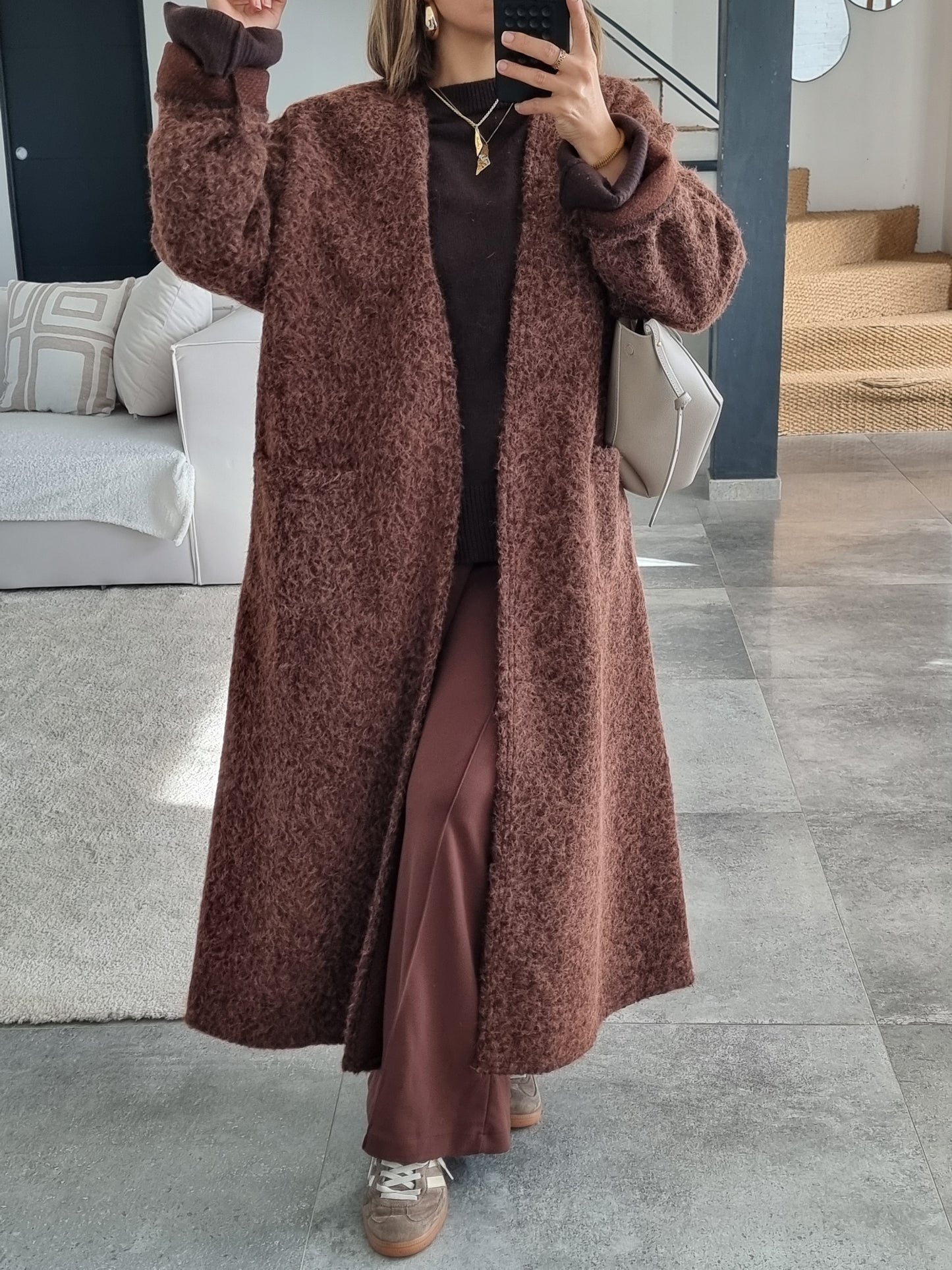 MANTEAU GILET TEDDY CHOCO