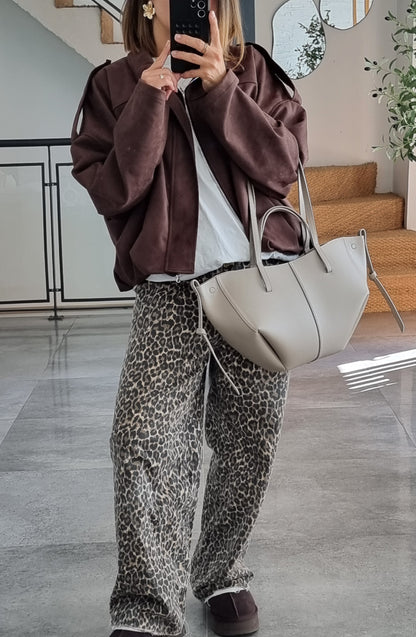 VESTE EFFET DAIM CHOCO