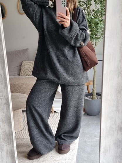 ENSEMBLE CÔTELÉ GRIS FONCÉ