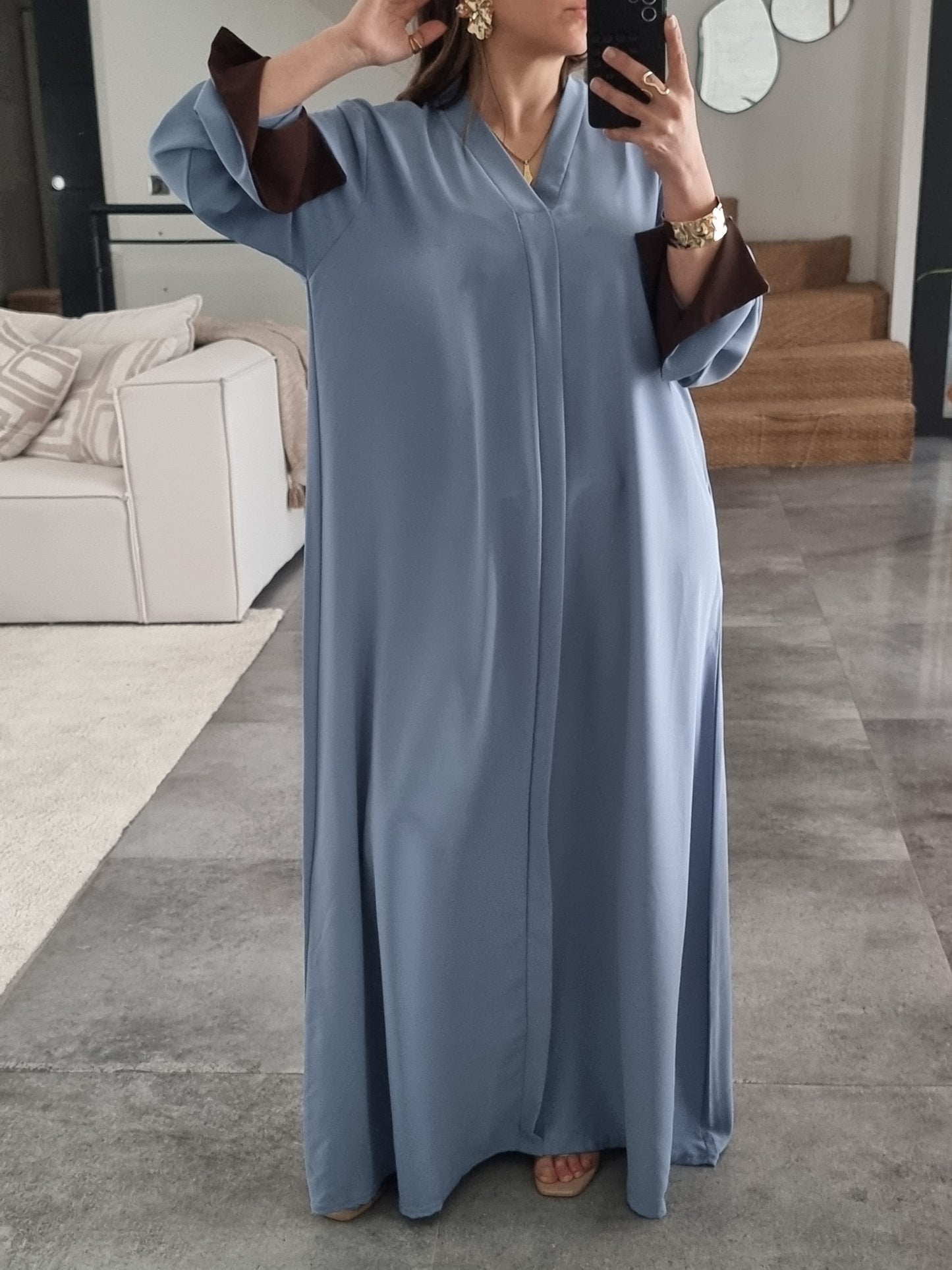 ABAYA EVASEE COL V BLEUE