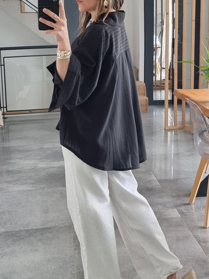 CHEMISE ASYMÉTRIQUE OVERSIZE NOIRE