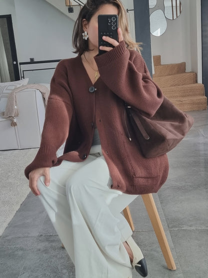 CARDIGAN MAILLE MARRON