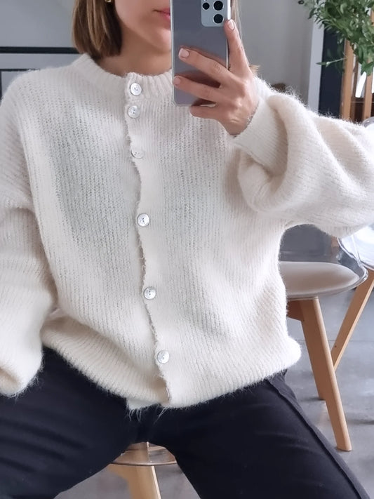 PULL CARDIGAN LAINE ECRU