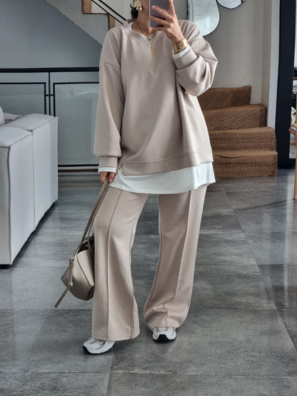 ENSEMBLE DÉCONTRACTÉ BEIGE T-SHIRT