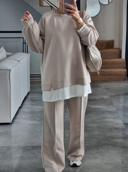 ENSEMBLE DÉCONTRACTÉ BEIGE T-SHIRT