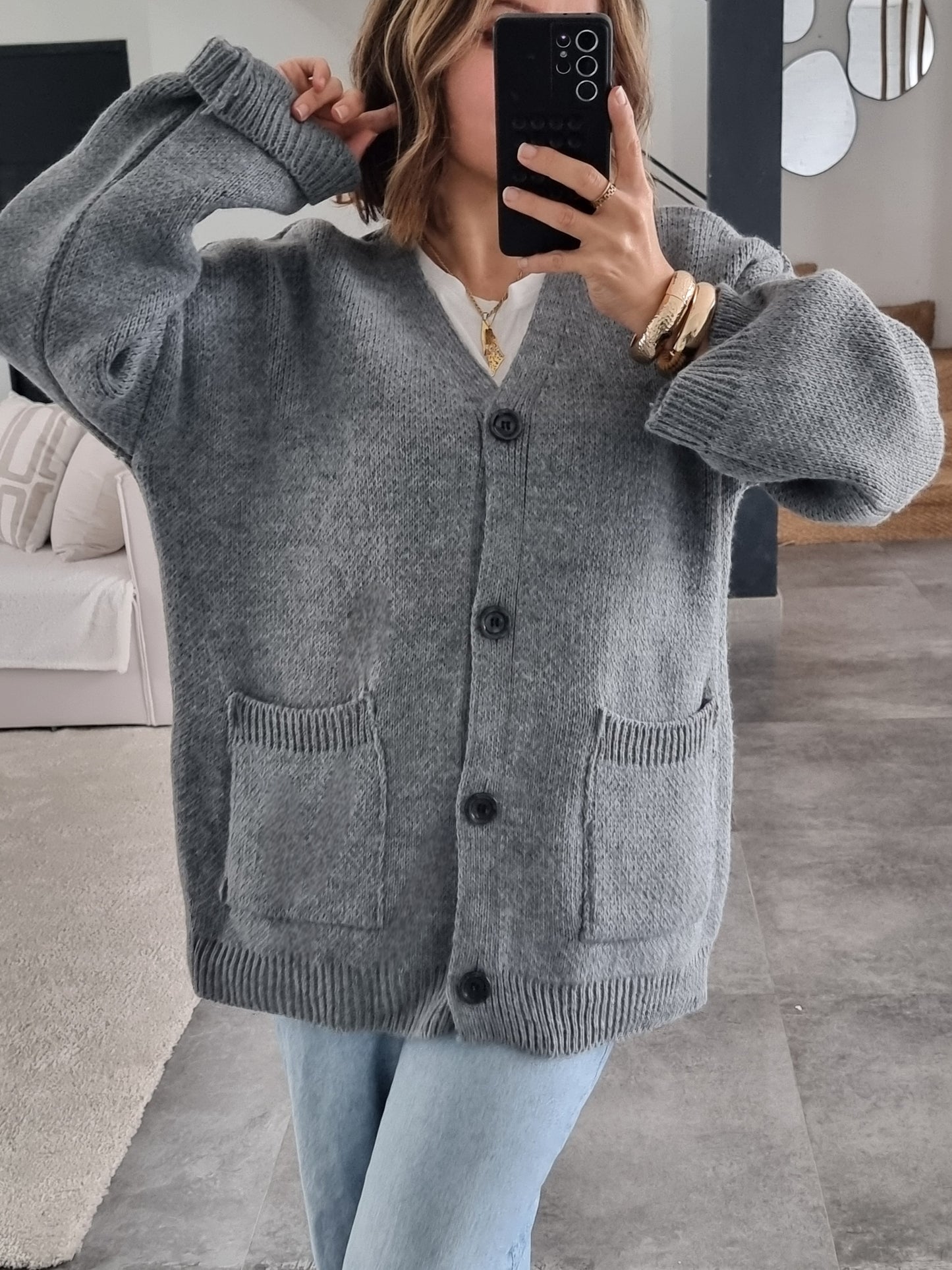 CARDIGAN MAILLE GRIS