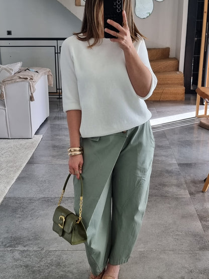 PANTALON BARREL ASYMÉTRIQUE KAKI