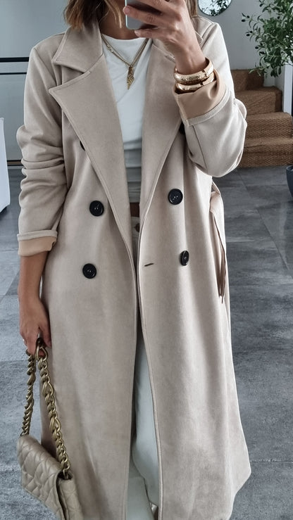 TRENCH COAT EFFET DAIM BEIGE