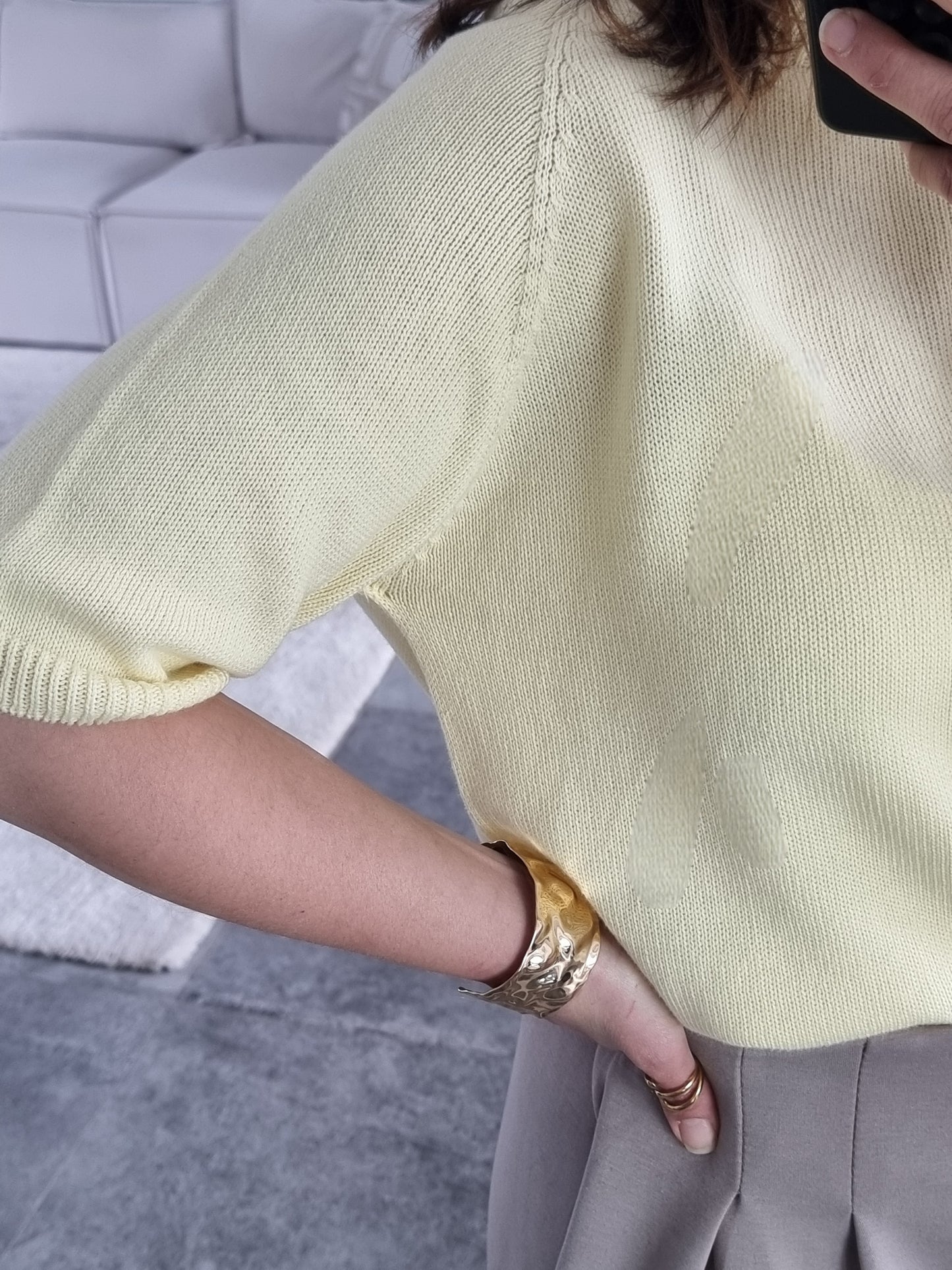 PULL MAILLE MANCHES 3/4 JAUNE