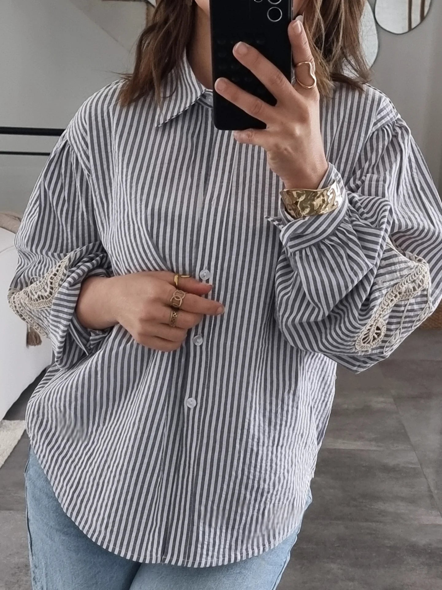 CHEMISE RAYÉE BRODÉE