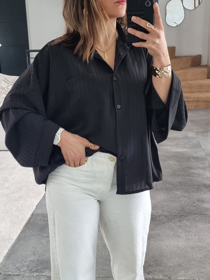CHEMISE ASYMÉTRIQUE OVERSIZE NOIRE