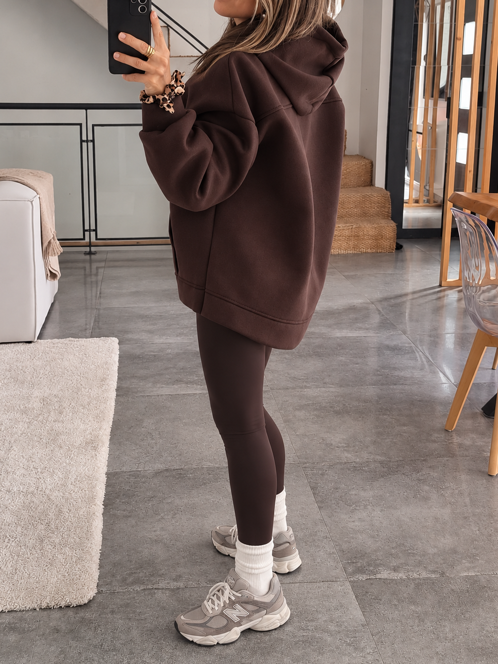 SWEAT À CAPUCHE ZIPPÉ MARRON
