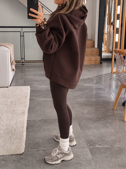 SWEAT À CAPUCHE ZIPPÉ MARRON