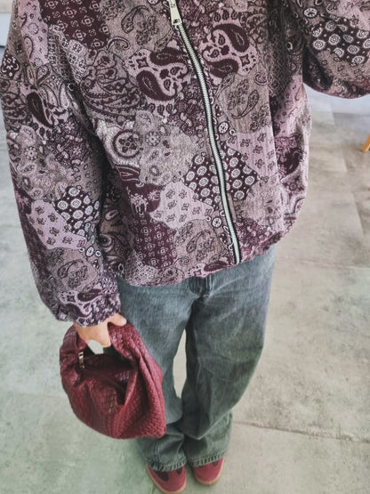 VESTE BOMBERS À MOTIF PRUNE
