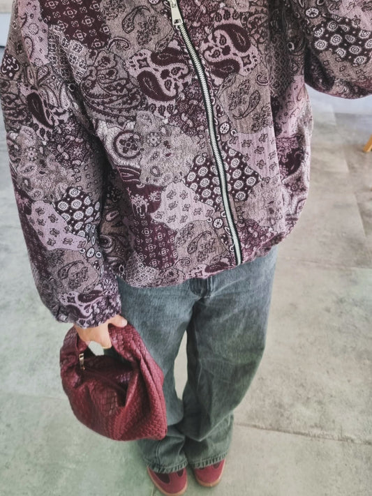 VESTE BOMBERS À MOTIF PRUNE