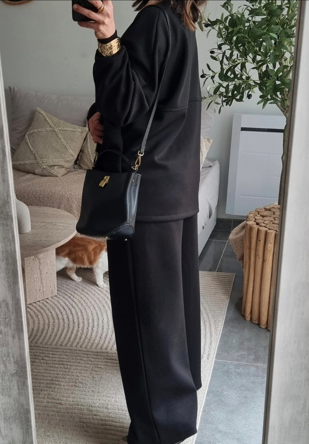 SURVÊTEMENT MOLLETONNÉ À ZIP NOIR