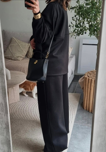 SURVÊTEMENT MOLLETONNÉ À ZIP NOIR