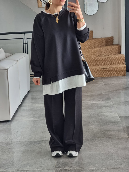 ENSEMBLE DÉCONTRACTÉ NOIR T-SHIRT