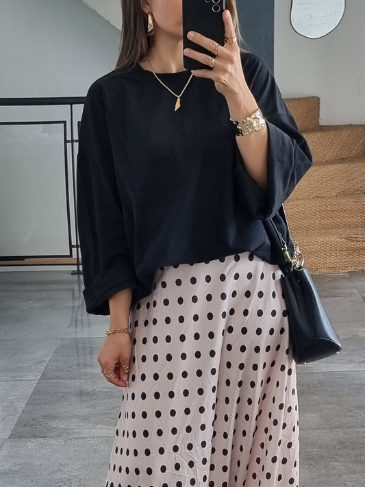 T-SHIRT OVERSIZE MANCHES LONGUES NOIR